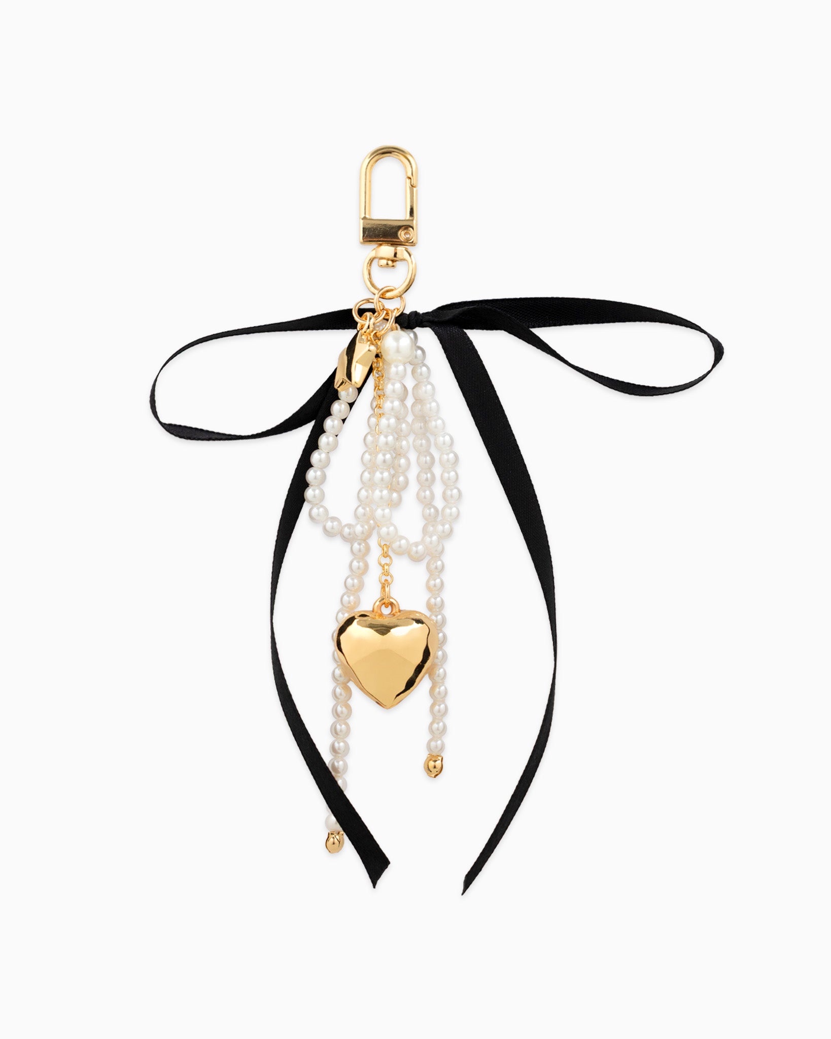 Pearl Bow, Fabric Bow Heart Bag Charm